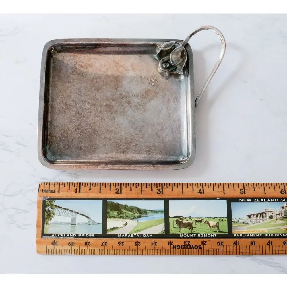 VTG 60s Eisenberg Lozano Silverplated Floral Trinket Dish Denmark Cottage Retro